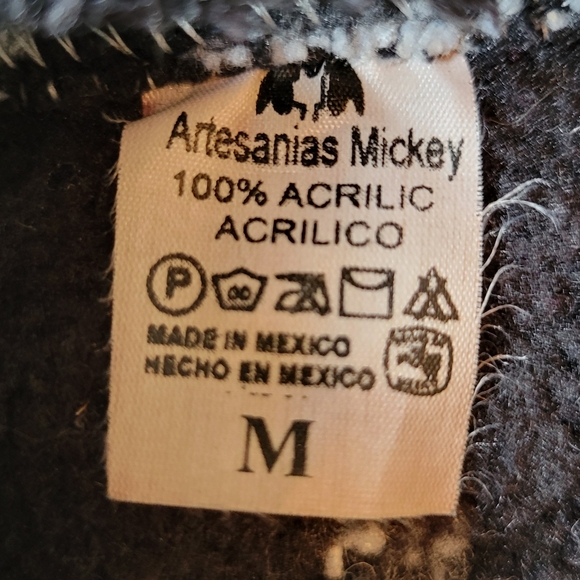 Artesanias Mickey Men's Black Gray Striped Baja Hoodie | Size: M - Picture 2 of 7